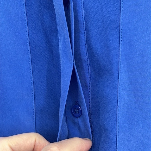 Laundry by Shelli Segal Cobalt Blue Long Sleeve Button-Front Dress Womens Size 6 - Picture 8 of 10